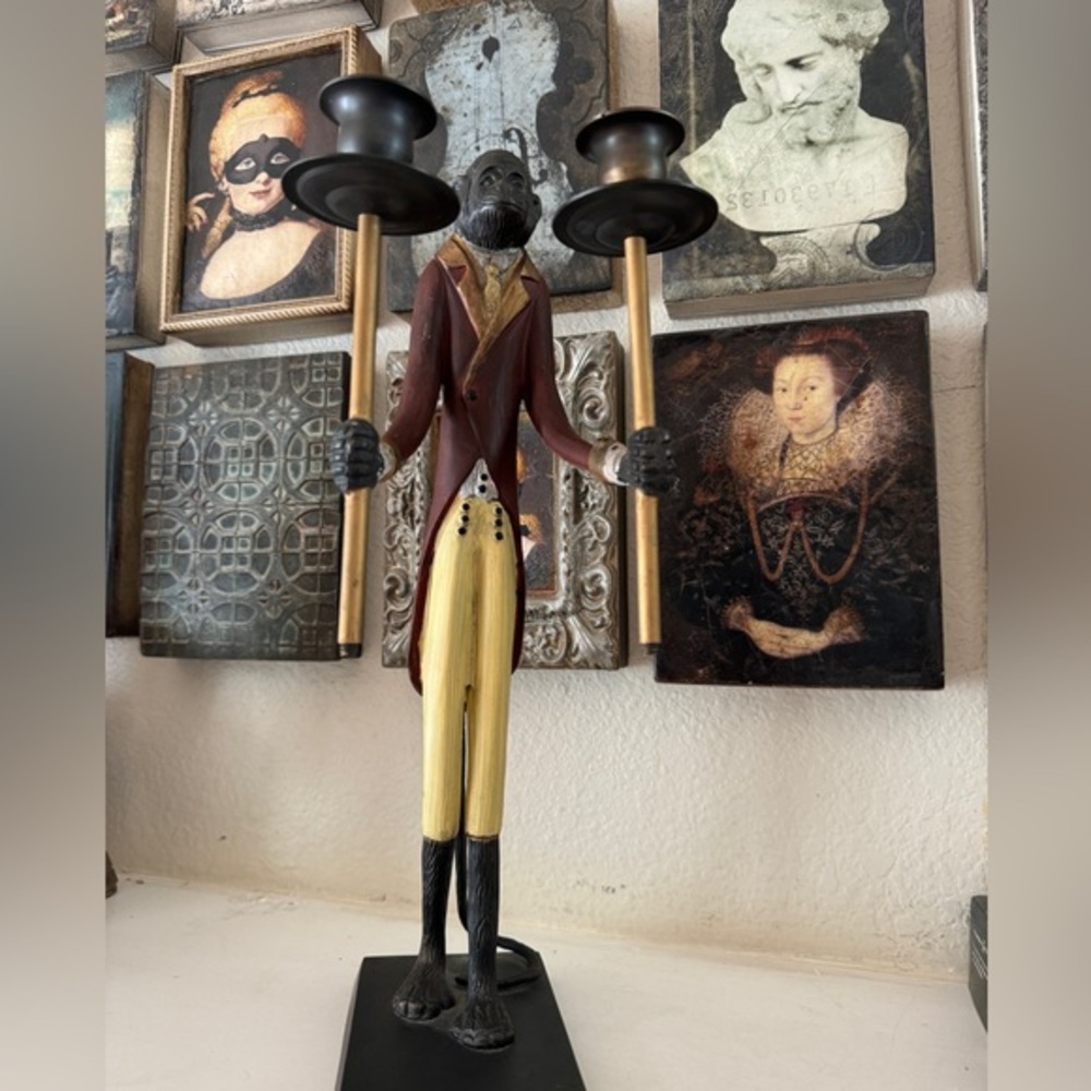 Vintage Bronze‎ Butler Monkey Candlebra